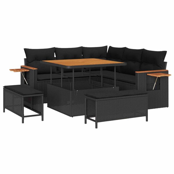 vidaXL Ensemble de canapé de jardin 8 Pièces Noir polyrotin