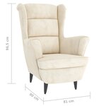 vidaXL Fauteuil blanc crème velours
