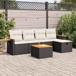 vidaXL Salon de jardin 6 Pièces avec coussins noir résine tressée