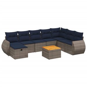 vidaXL Salon de jardin 7 Pièces avec coussins gris résine tressée