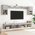 vidaXL Unités murales TV avec LED 6 Pièces gris béton bois d'ingénierie