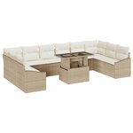 vidaXL Ensemble de Salon de Jardin de 11 pièces avec Coussins Beige en Poly Rotin
