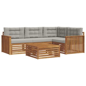 vidaXL Ensemble de canapés d'extérieur 5 pc Gris Naturel et Clair