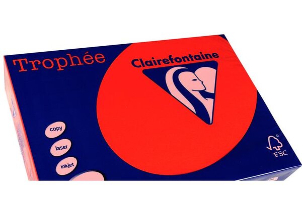 Ramette 500 Feuilles Papier 80g A4 210x297 mm Certifié FSC rouge corail TROPHÉE
