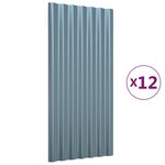 vidaXL Panneaux de toit 12 Pièces Acier enduit de poudre Gris 80x36 cm