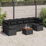 vidaXL Ensemble de canapé de jardin 8 Pièces Noir