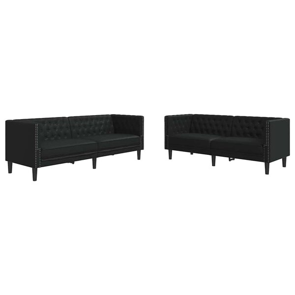 vidaXL Ensemble de Canapés 2 Pièces Noir 194 x 74.5 x 70.5 cm Faux cuir