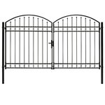 vidaXL Portillon double porte avec dessus arqué Acier 300x200 cm Noir
