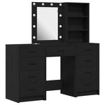 Ensemble de coiffeuse 3 pièces avec LED en bois aggloméré noir