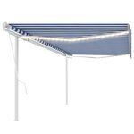 vidaXL Auvent automatique capteur de vent et LED 5x3 m Bleu et blanc