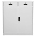Armoire de bureau design durable avec 2 étagères réglables 90 x 40 x 102 cm en acier gris clair 02_0046908