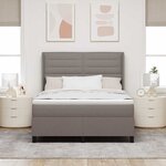 vidaXL Lit à ressort LED avec matelas Taupe 140 x 190 cm tissu