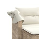 vidaXL Canapé de jardin 2 places avec auvent et tabourets beige rotin