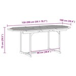 vidaXL Table de jardin Gris 200x100x75 cm Bois d'acacia massif