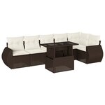 vidaXL Salon de jardin avec coussins 7 Pièces marron résine tressée