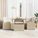 vidaXL Ensemble de canapé de jardin avec coussin 7 Pièces beige et crème