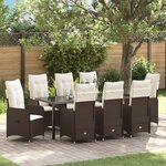 vidaXL Ensemble de salle à manger de jardin 9 pièces avec coussins bruns en poly rotin