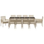 vidaXL Ensemble de salle à manger pour jardin 11 Pièces Beige Poly rotin