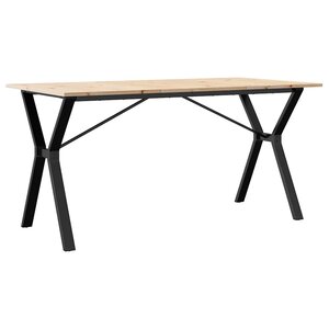 vidaXL Table à manger cadre en Y 140x80x75 cm bois de pin massif acier