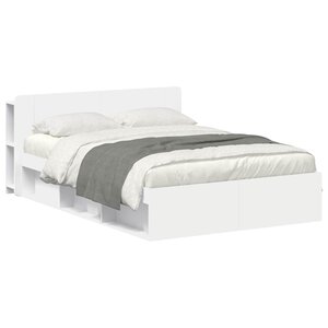 vidaXL Cadre de lit avec rangement avec tête de lit Blanc 150 x 200 cm