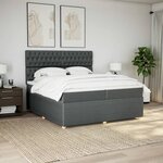 vidaXL Sommier à lattes de lit avec matelas Gris foncé 200x200cm Tissu