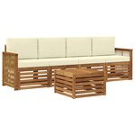 vidaXL Ensemble de canapés d'extérieur 5 pc Naturel et Crème
