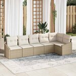 vidaXL Ensemble de canapé de jardin 6 Pièces Beige Poly rotin