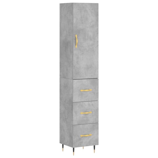 vidaXL Buffet haut Gris béton 34 5x34x180 cm Bois d'ingénierie
