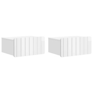 vidaXL Cabinet de chevet mural 2 pc Blanc brillant 49 x 34 5 x 24 cm