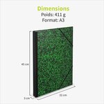ACROPAQ Carton à dessin A3- 34x45x3cm- Fermeture élastique- Dos extensible- Certifié FSC- Vert-Noir