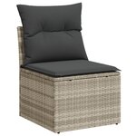 vidaXL Salon de jardin 9 Pièces avec coussins gris clair résine tressée