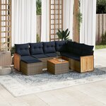 vidaXL Salon de jardin 8 Pièces avec coussins gris résine tressée