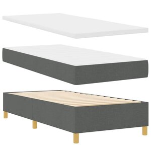 vidaXL Lit à ressorts avec matelas Gris foncé 100 x 200 cm tissu
