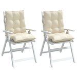 vidaXL Coussins de chaise à dossier bas lot de 2 crème tissu oxford