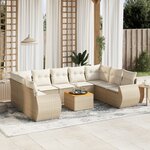 vidaXL Salon de jardin avec coussins 10 Pièces beige résine tressée