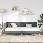 vidaXL Cadre de lit d'angle Gris foncé 90 cm x 200 cm tissu