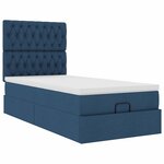 vidaXL Lit ottoman avec matelas bleu 90x200 cm tissu