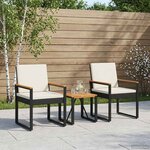 vidaXL Ensemble de meubles d'extérieur 3 Pièces Noir et blanc crème