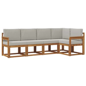 vidaXL Ensemble de canapés d'extérieur 5 pc Gris Naturel et Clair