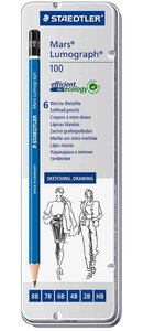 étui métallique de 6 Crayons Mars Lumograph STAEDTLER