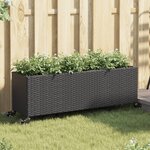 vidaXL Jardinière avec roulettes et 3 pots noir 107x32x38 cm rotin