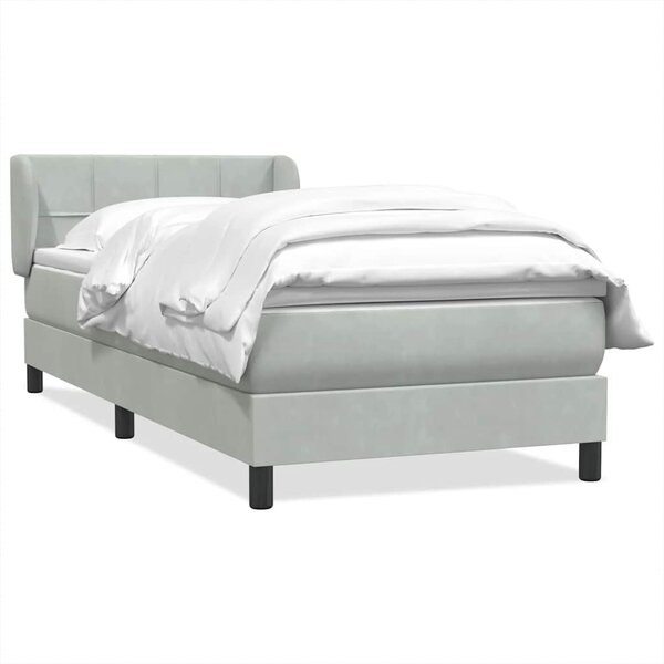 vidaXL Sommier à lattes de lit et matelas gris clair 90x220 cm velours