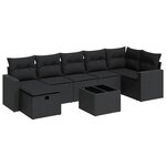 vidaXL Salon de jardin 8 Pièces avec coussins noir résine tressée