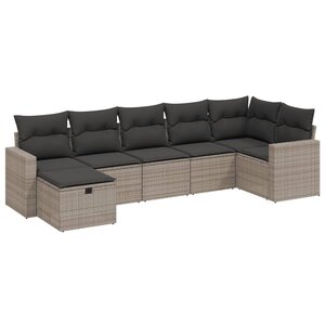 vidaXL Salon de jardin avec coussins 7 Pièces gris résine tressée