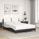 vidaXL Cadre de lit avec LED sans matelas Zadar noir et blanc 140x200 cm