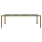 vidaXL Table de jardin avec dessus en verre beige résine tressée