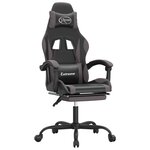 vidaXL Chaise de jeu pivotante et repose-pied Noir et gris Similicuir