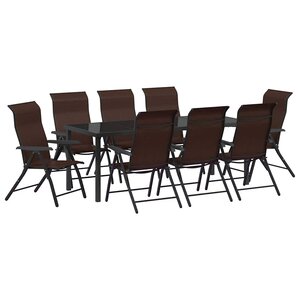 vidaXL Ensemble de salle à manger pour jardin 9 Pièces Marron