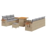 vidaXL Ensemble de canapé de jardin 10 Pièces Beige Poly rotin