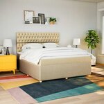 vidaXL Sommier à lattes de lit avec matelas Crème 180x200 cm Tissu